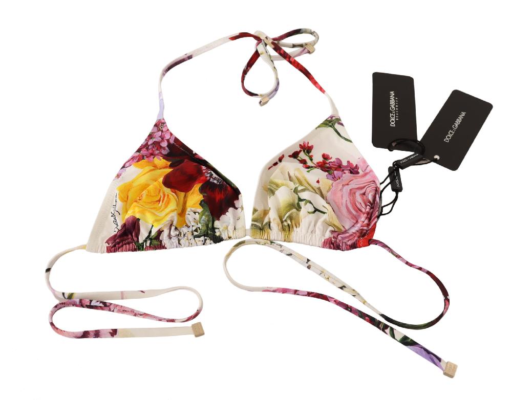 White Floral Print Swimsuit Bikini Top Swimwear - it2-s