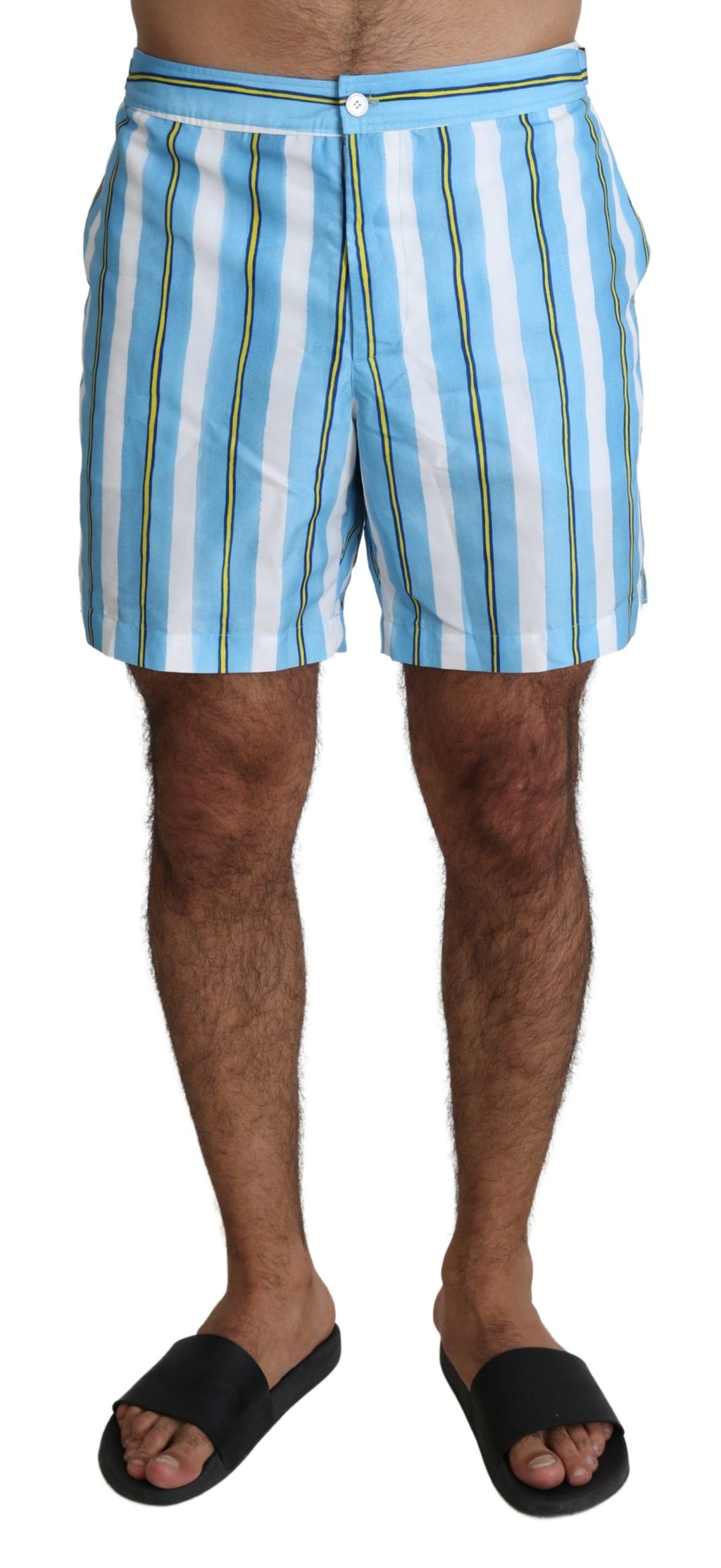 Blue Striped Beachwear Men Swimshorts - it7-xl