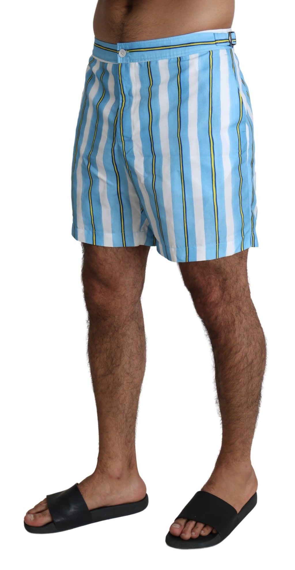 Blue Striped Beachwear Men Swimshorts - it7-xl
