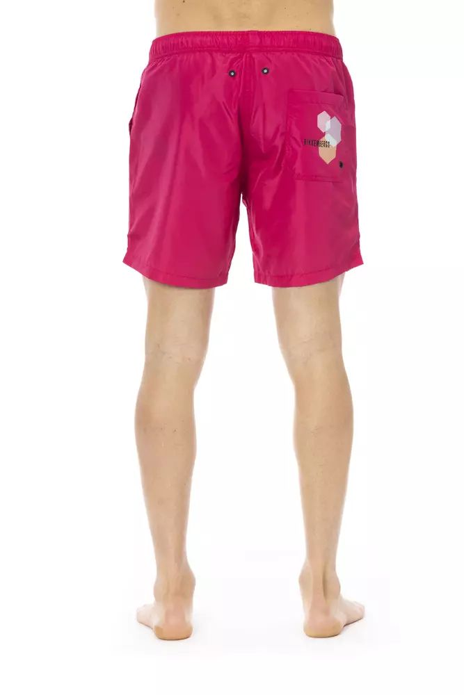 Fuchsia Polyester Swimwear - l