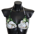 Multicolor Floral Print Halter Swimwear Bikini Top - it-xs