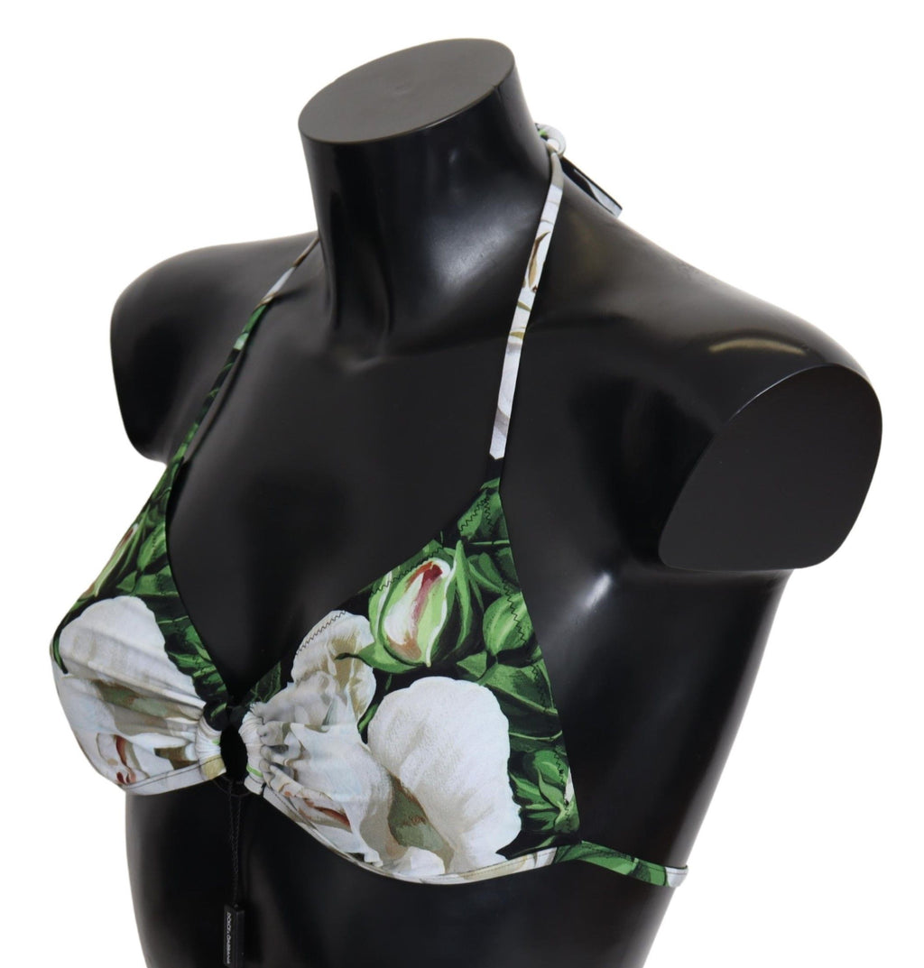 Multicolor Floral Print Halter Swimwear Bikini Top - it-xs