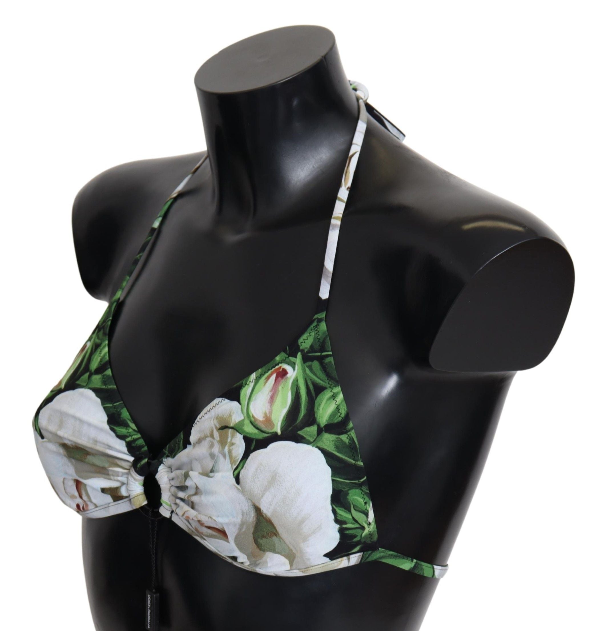 Multicolor Floral Print Halter Swimwear Bikini Top - it-xs