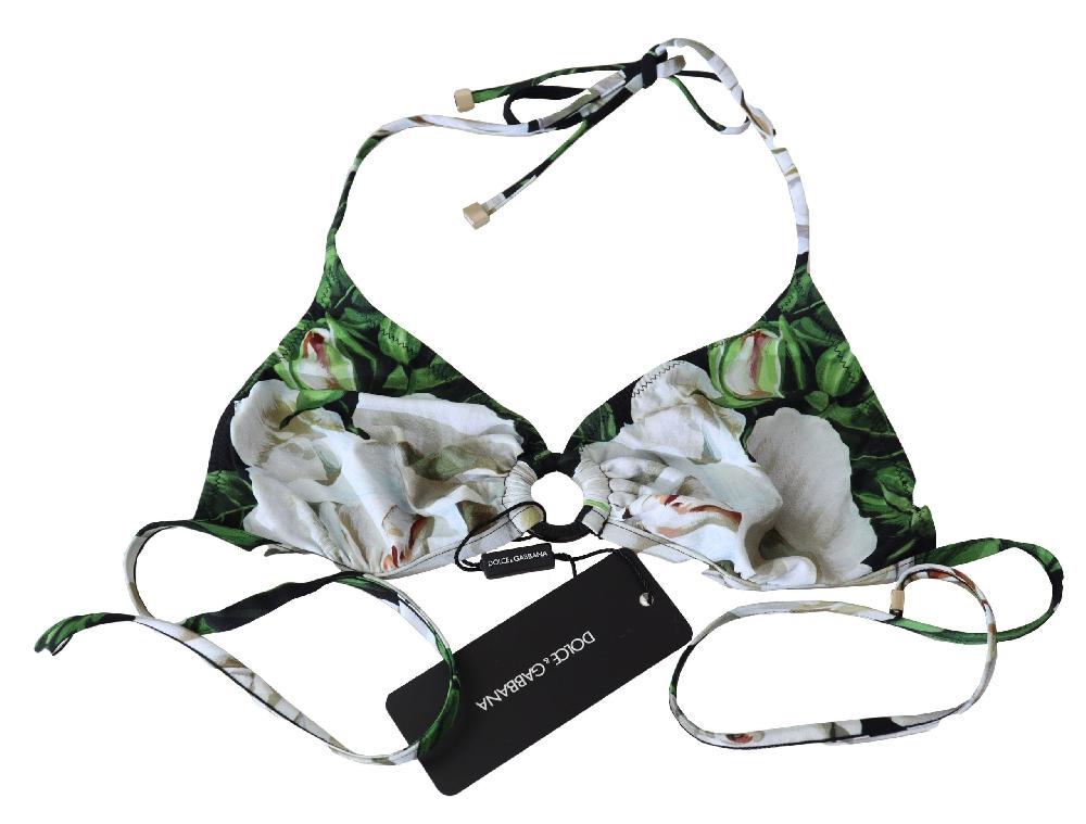 Multicolor Floral Print Halter Swimwear Bikini Top - it-xs