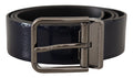 Blue Patent Leather Vernice Silver Logo Buckle Belt - 90-cm-36-inches