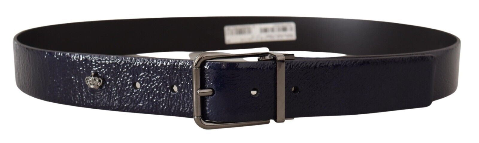 Blue Patent Leather Vernice Silver Logo Buckle Belt - 90-cm-36-inches