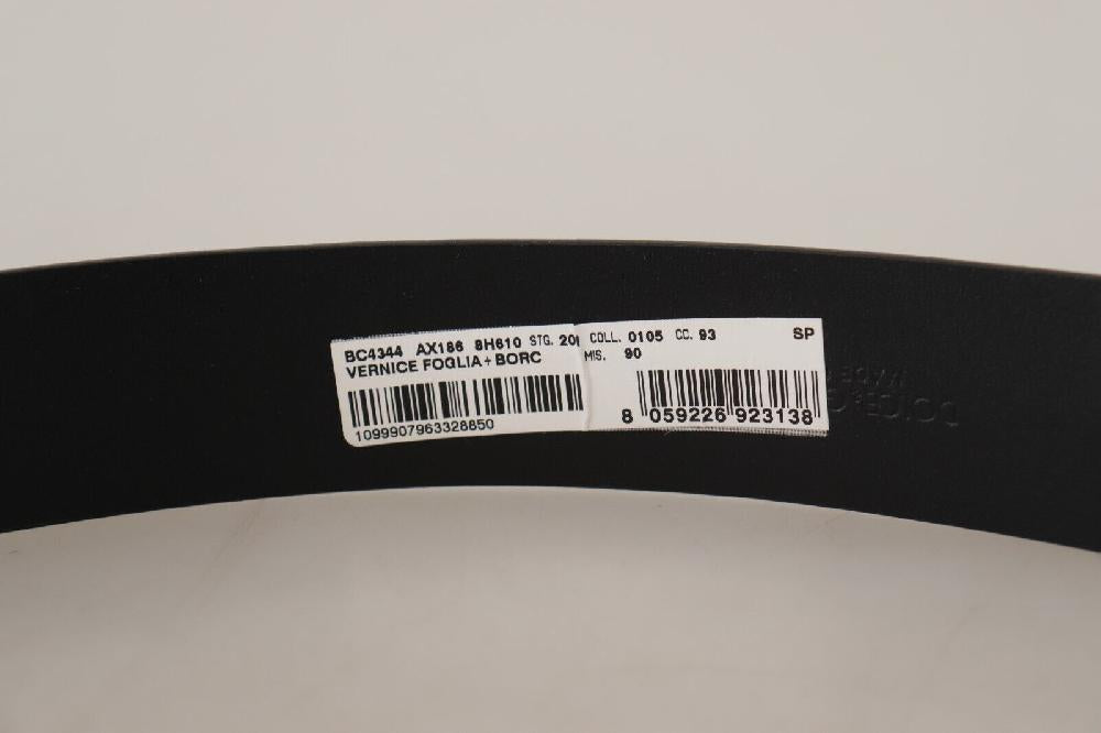 Blue Patent Leather Vernice Silver Logo Buckle Belt - 90-cm-36-inches