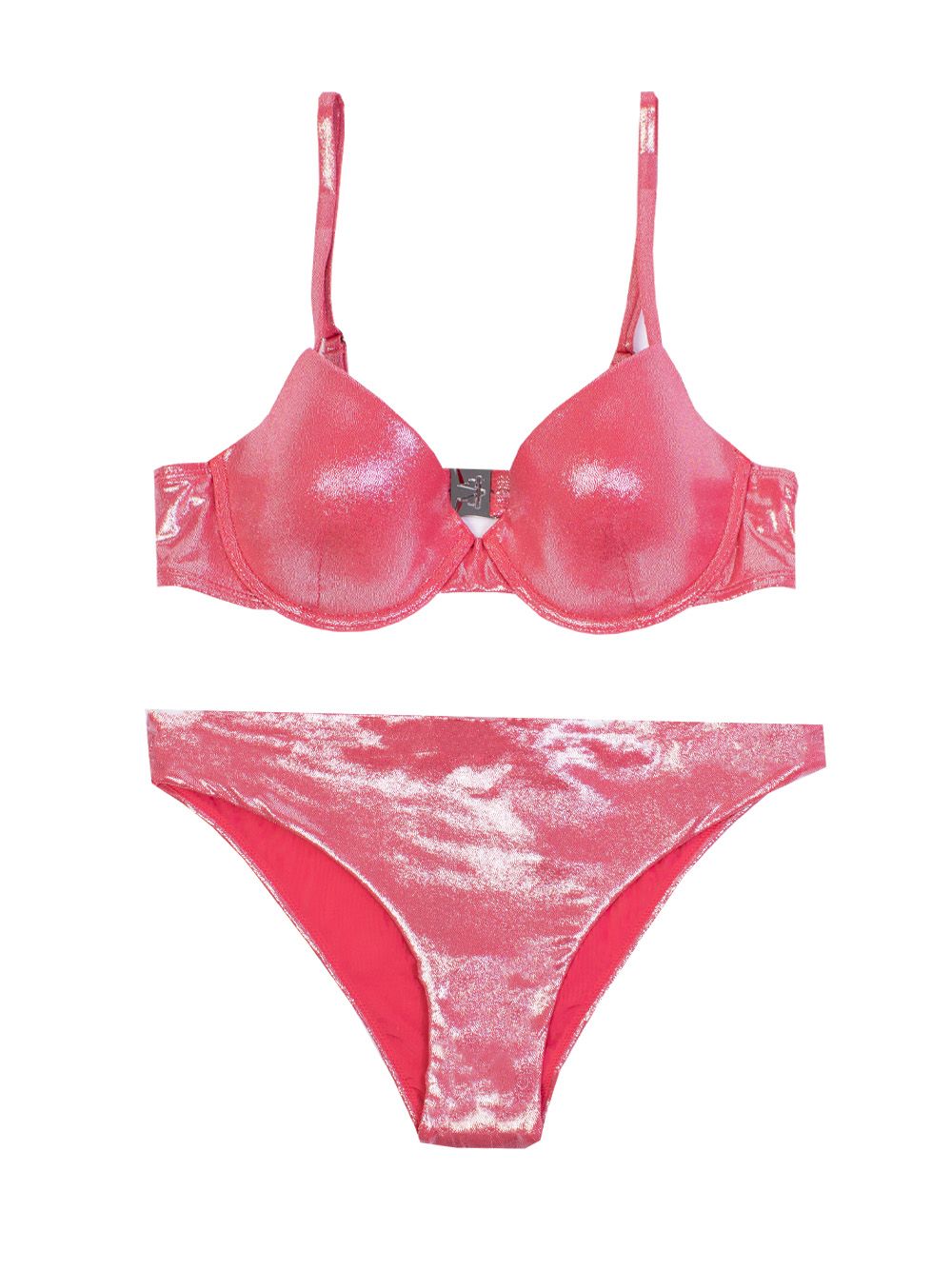 Pink Lurex Underwire Triangle Bikini - s-40