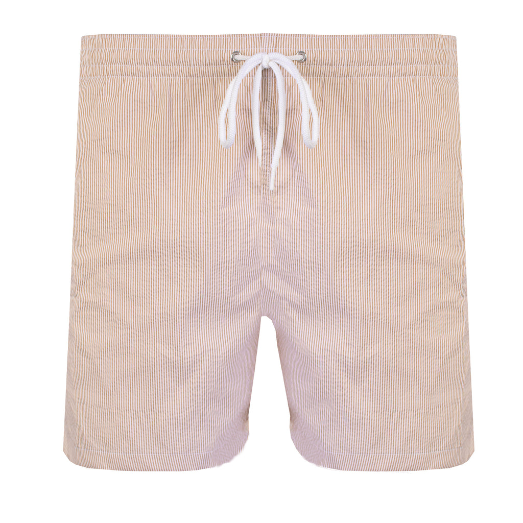 Beige Striped Swim Short - m