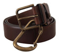 Brown Leather Gold Metal Buckle Carabiner Belt - 90-cm-36-inches
