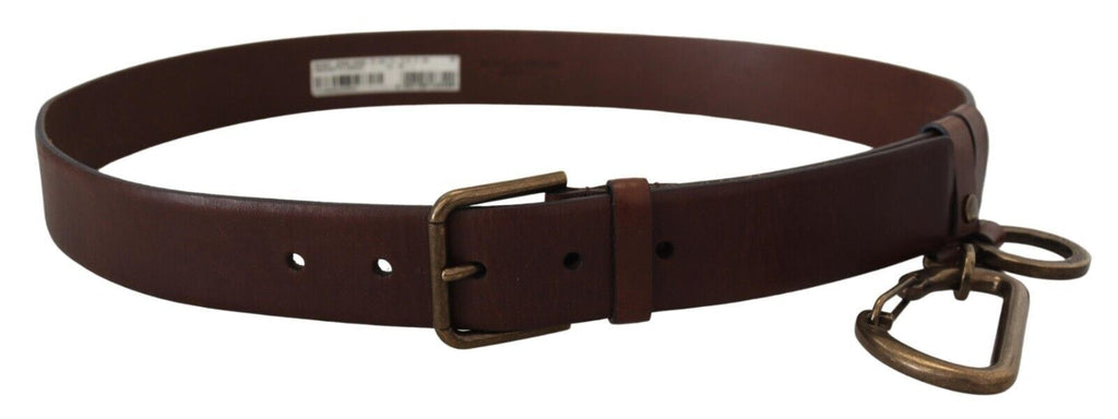 Brown Leather Gold Metal Buckle Carabiner Belt - 90-cm-36-inches