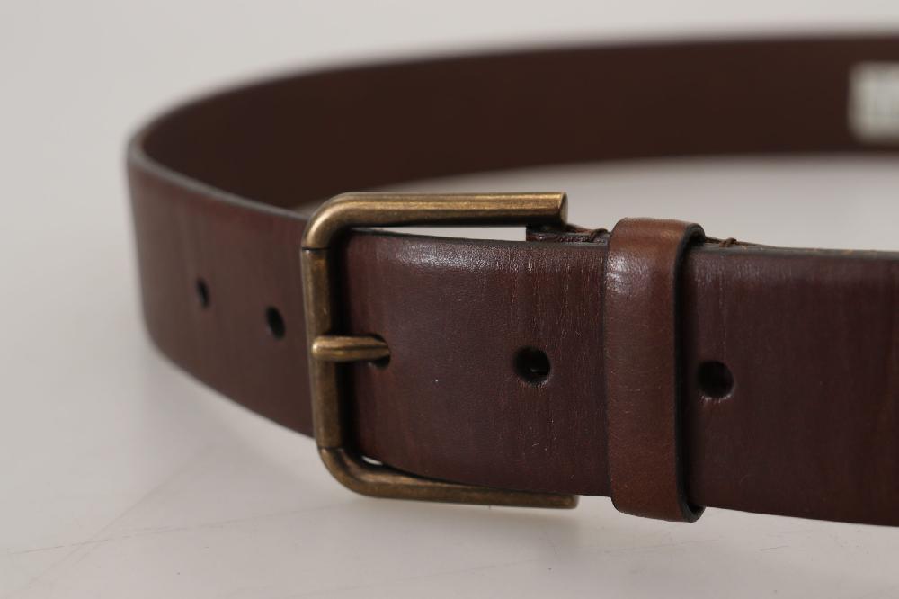 Brown Leather Gold Metal Buckle Carabiner Belt - 90-cm-36-inches