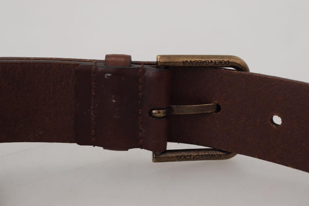 Brown Leather Gold Metal Buckle Carabiner Belt - 90-cm-36-inches