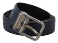 Blue Calf Leather Silver Tone Metal Buckle Belt - 80-cm-32-inches