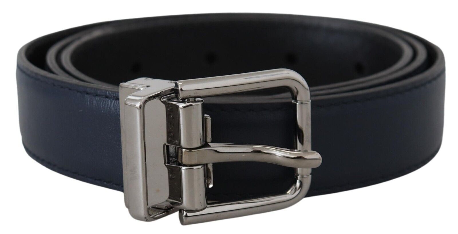 Blue Calf Leather Silver Tone Metal Buckle Belt - 80-cm-32-inches