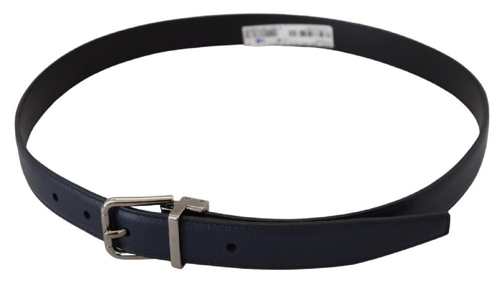 Blue Calf Leather Silver Tone Metal Buckle Belt - 80-cm-32-inches