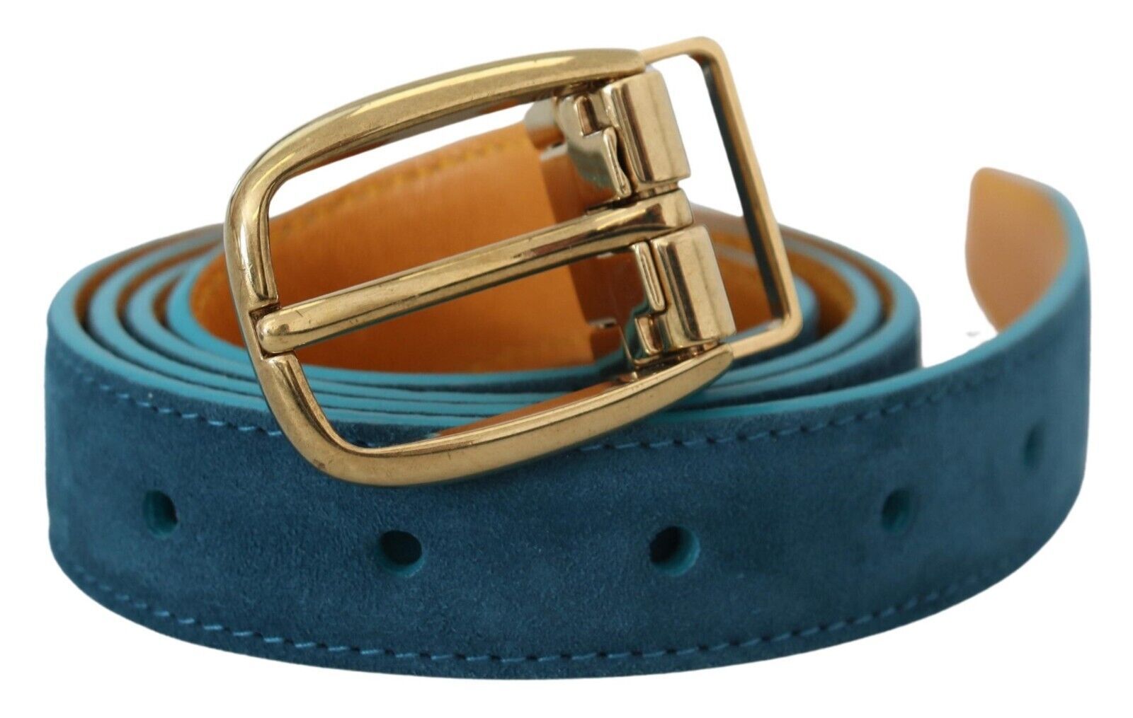 Blue Velvet Leather Silver DG Metal Buckle Belt - 90-cm-36-inches