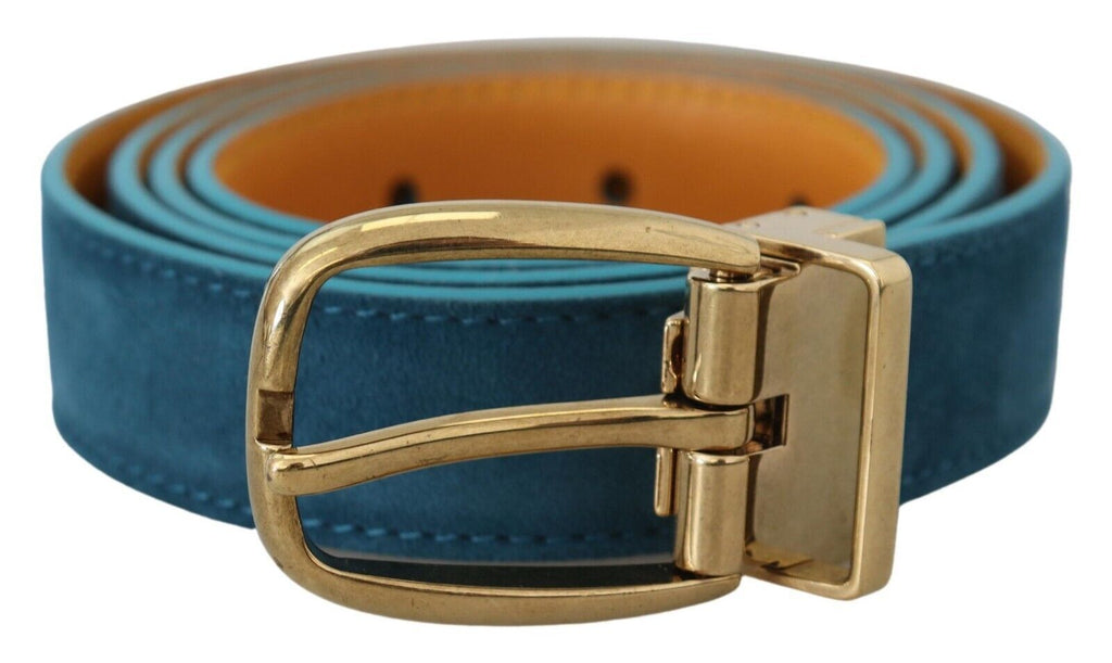 Blue Velvet Leather Silver DG Metal Buckle Belt - 90-cm-36-inches