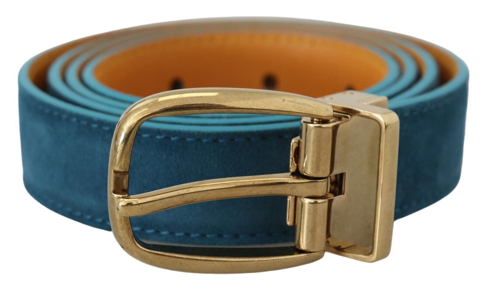 Blue Velvet Leather Silver DG Metal Buckle Belt - 90-cm-36-inches