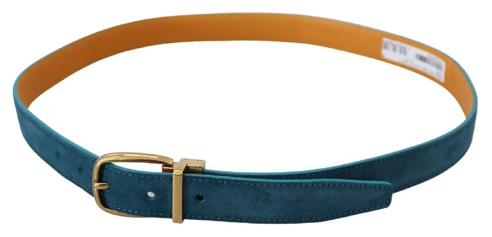 Blue Velvet Leather Silver DG Metal Buckle Belt - 90-cm-36-inches