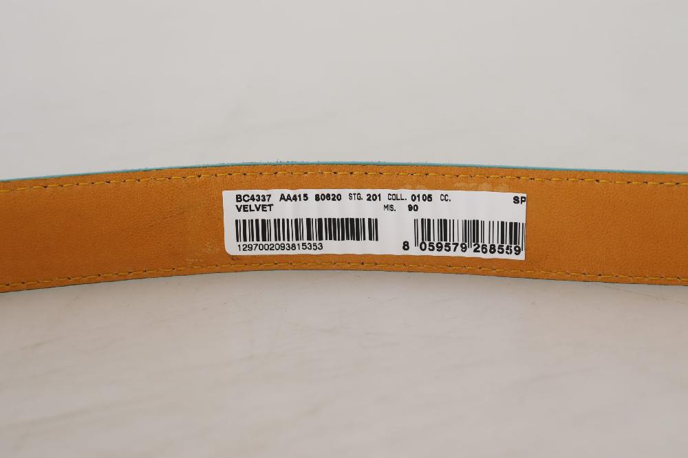 Blue Velvet Leather Silver DG Metal Buckle Belt - 90-cm-36-inches