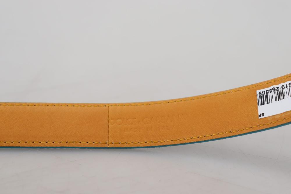 Blue Velvet Leather Silver DG Metal Buckle Belt - 90-cm-36-inches