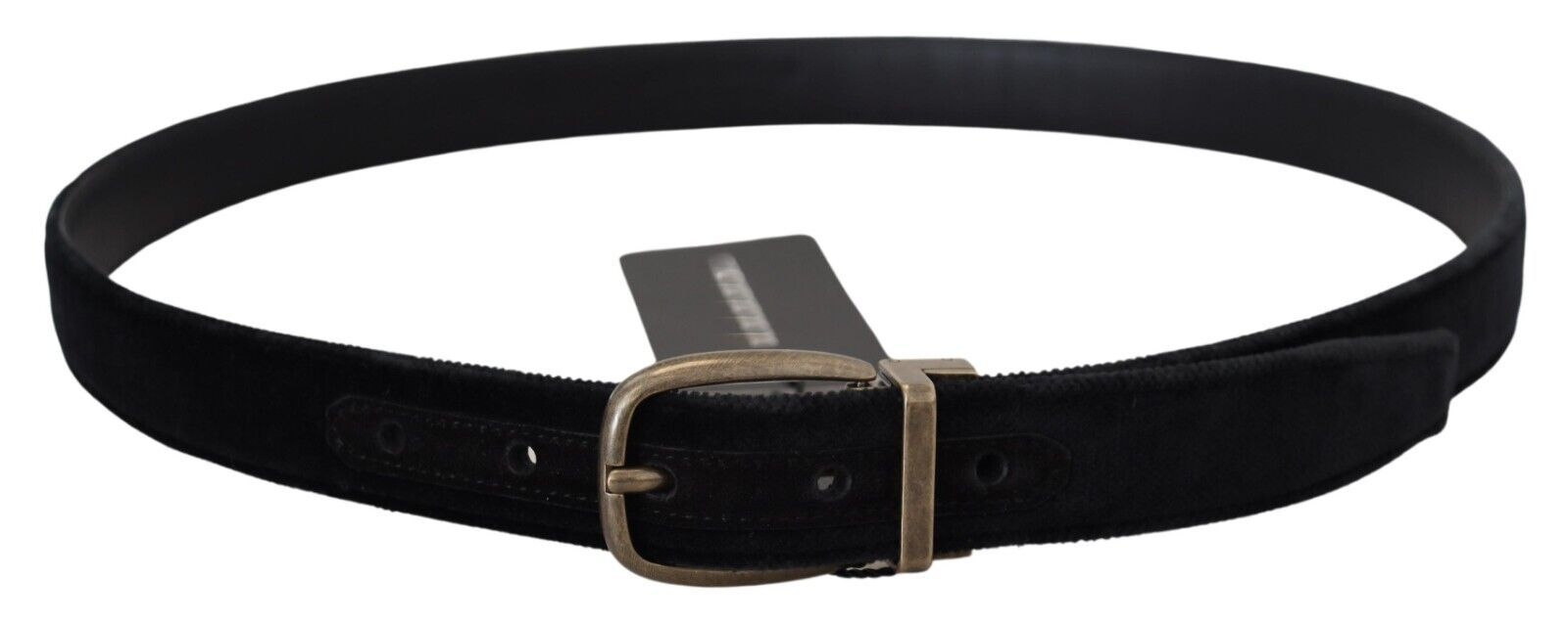 Black Velvet Leather Antique Metal Buckle - 95-cm-38-inches