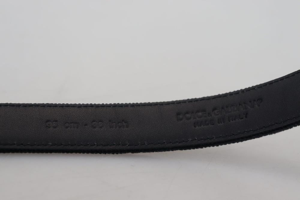 Black Velvet Leather Antique Metal Buckle - 95-cm-38-inches