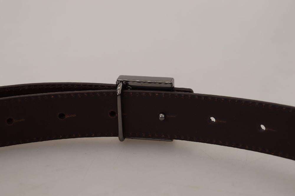 Gold Leather Silver Square Metal Buckle Belt - 90-cm-36-inches