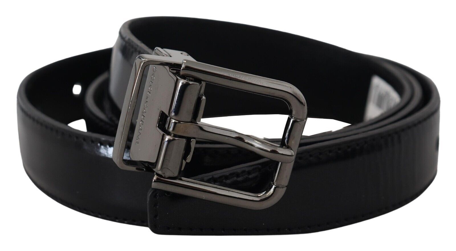 Black Leather Silver Tone Metal Buckle Men Belt - 90-cm-36-inches