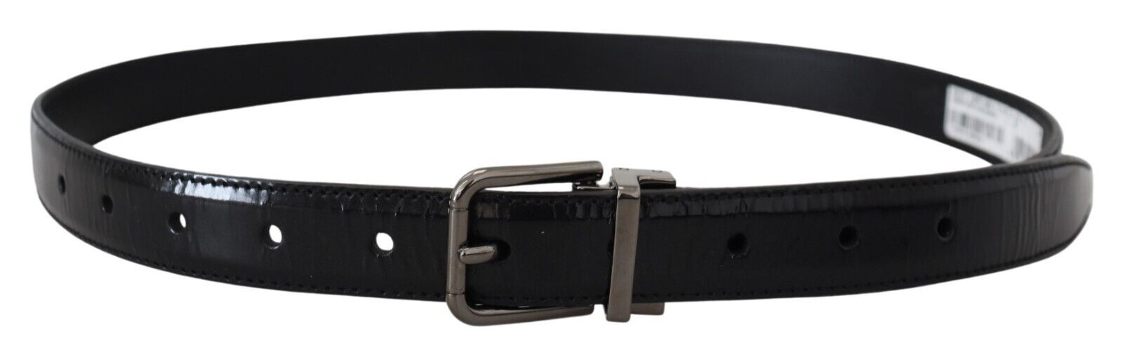 Black Leather Silver Tone Metal Buckle Men Belt - 90-cm-36-inches