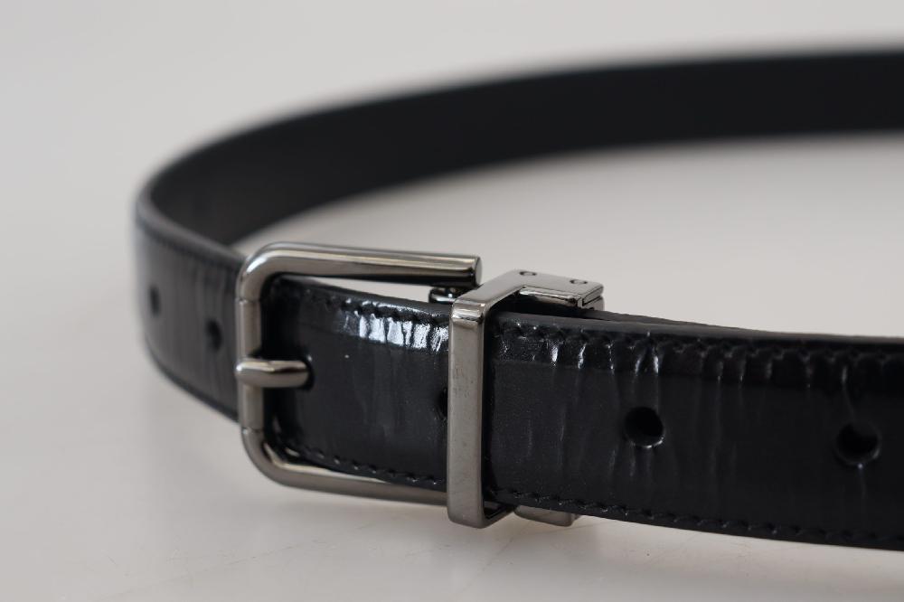 Black Leather Silver Tone Metal Buckle Men Belt - 90-cm-36-inches