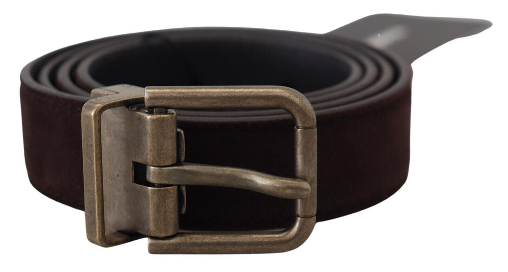 Dark Brown Leather Antique Metal Buckle Men Belt - 85-cm-34-inches