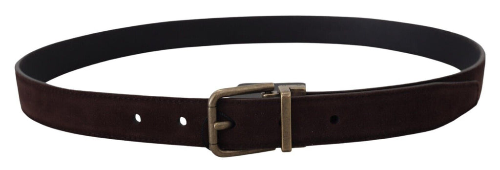 Dark Brown Leather Antique Metal Buckle Men Belt - 85-cm-34-inches