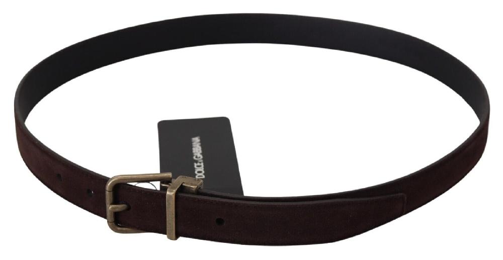 Dark Brown Leather Antique Metal Buckle Men Belt - 85-cm-34-inches