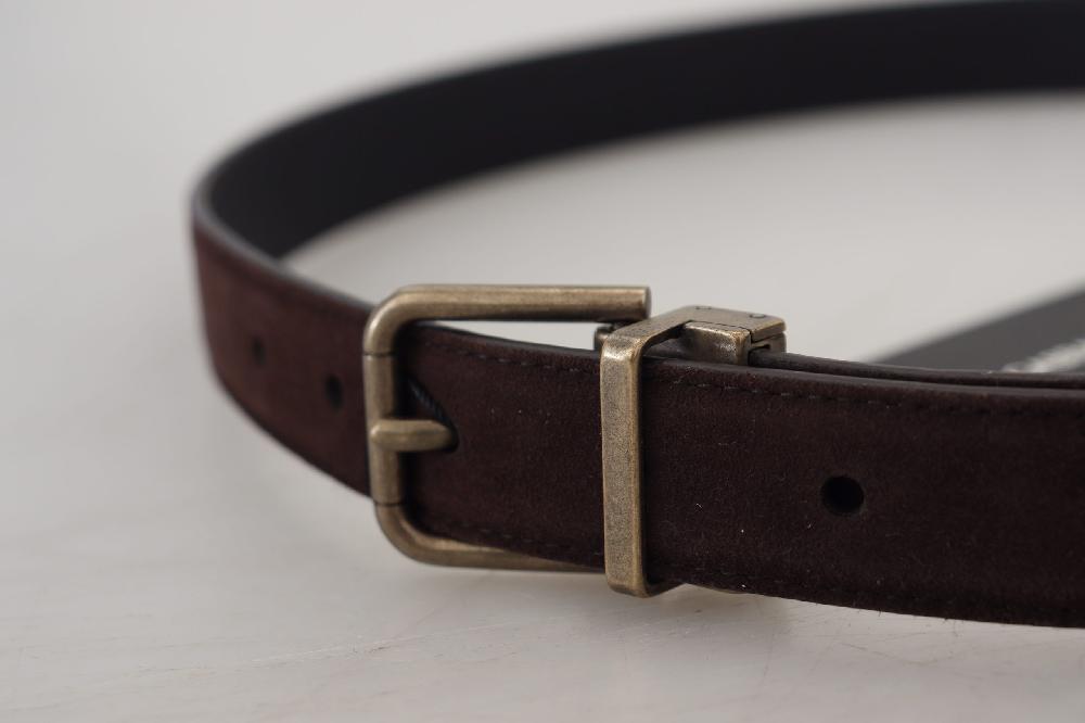 Dark Brown Leather Antique Metal Buckle Men Belt - 85-cm-34-inches