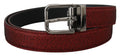 Red Glittered Leather Silver Metal Buckle - 90-cm-36-inches