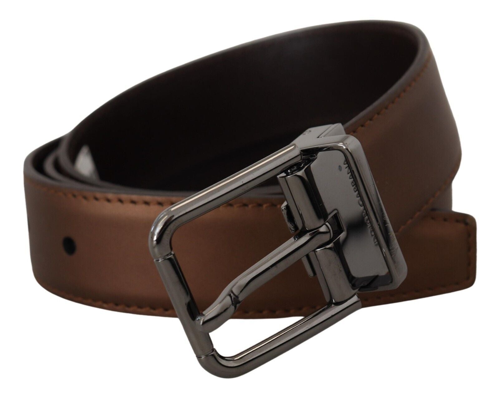 Bronze Leather Silver Tone Metal Buckle Men - 90-cm-36-inches