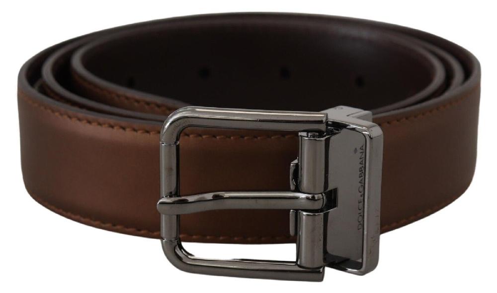 Bronze Leather Silver Tone Metal Buckle Men - 90-cm-36-inches