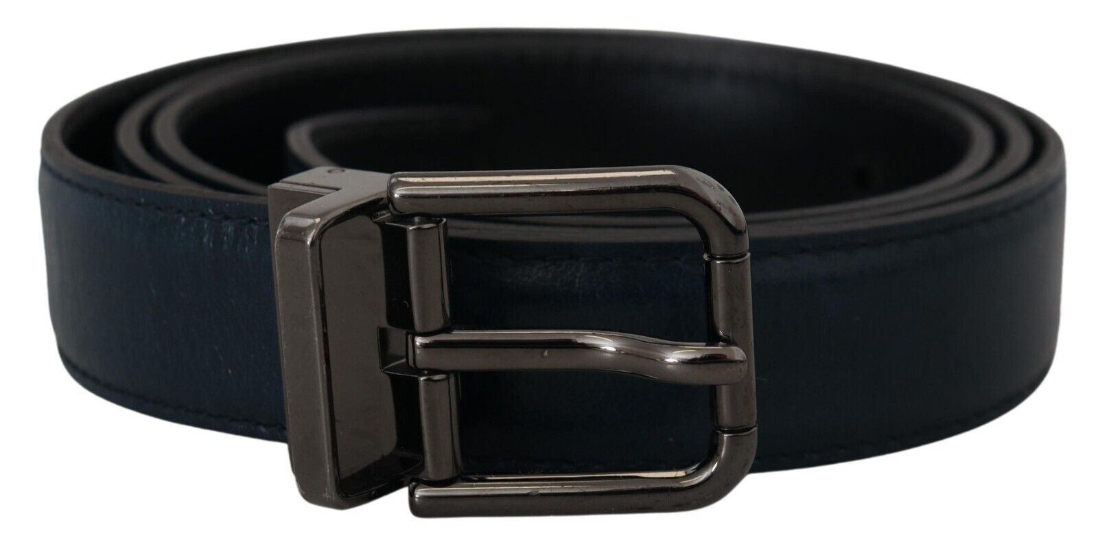 Blue Leather Silver Metal Buckle Vintage Belt - 90-cm-36-inches