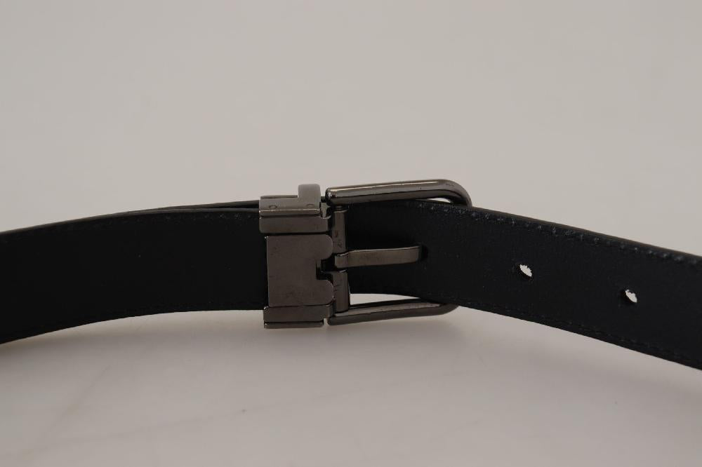 Blue Leather Silver Metal Buckle Vintage Belt - 90-cm-36-inches