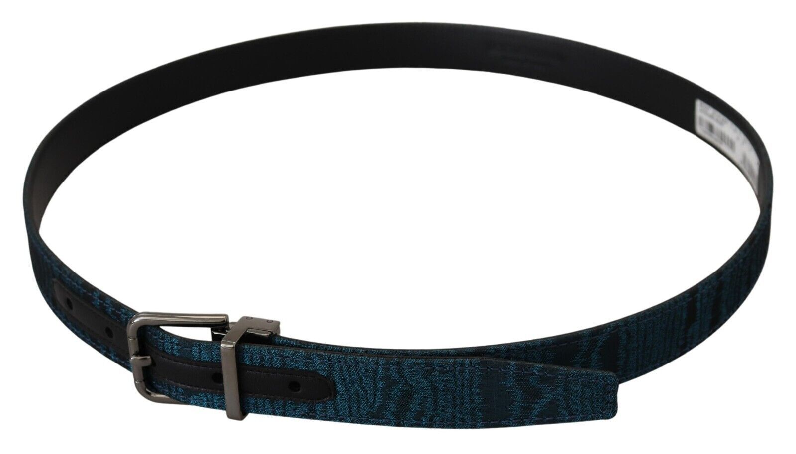 Blue Jacquard Moire Silver Metal Belt Men - 90-cm-36-inches