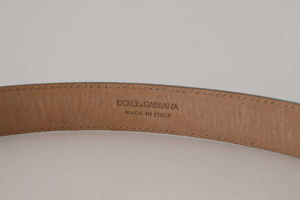 Light Blue Leather Silver Tone Metal Buckle Belt - 90-cm-36-inches