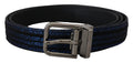 Blue Jacquard Stripe Silver Buckle Belt - 90-cm-36-inches