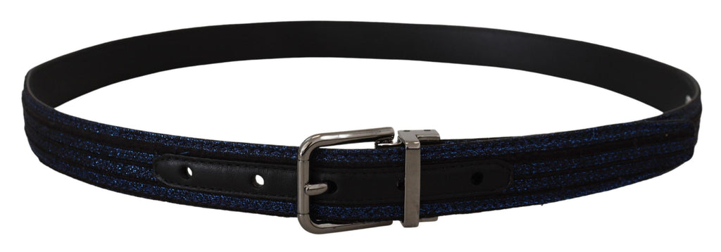 Blue Jacquard Stripe Silver Buckle Belt - 90-cm-36-inches