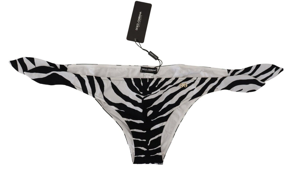 White Swimwear Zebra Side Tie Bottom Swimsuit - it4-l