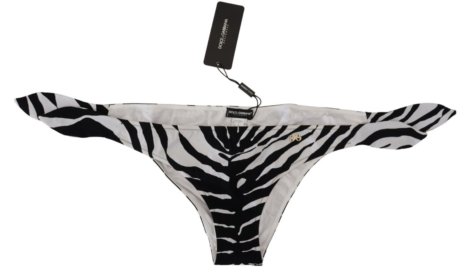 White Swimwear Zebra Side Tie Bottom Swimsuit - it4-l