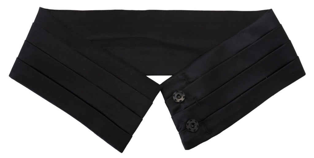 Black Silk Women Waist Cummerbund - it40-s