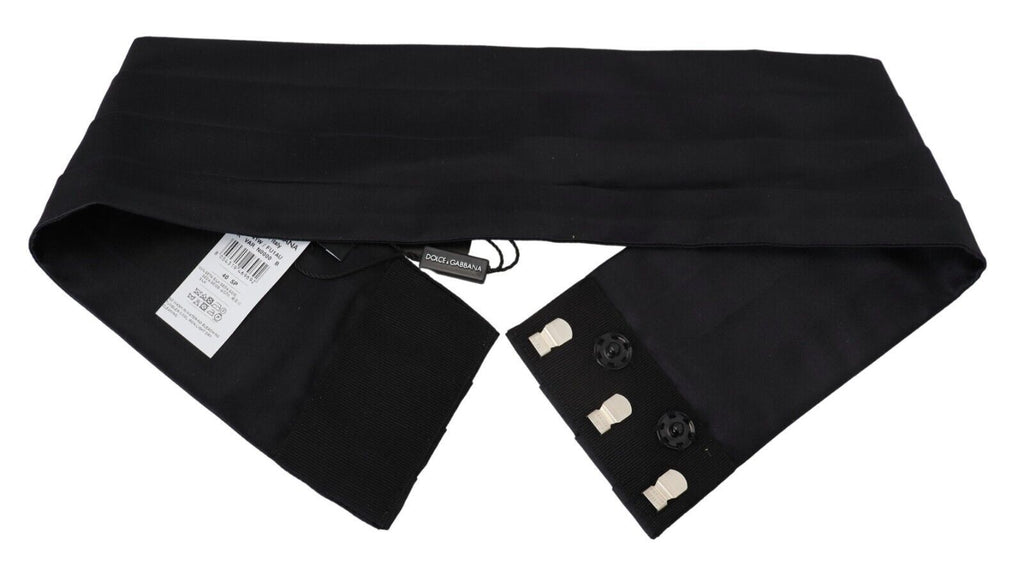Black Silk Women Waist Cummerbund - it40-s