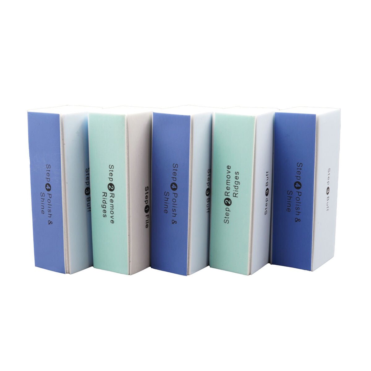 Beautifly Set Lima Unghie 5 pezzi Blu e Menta Blocco Lucidante Manicure